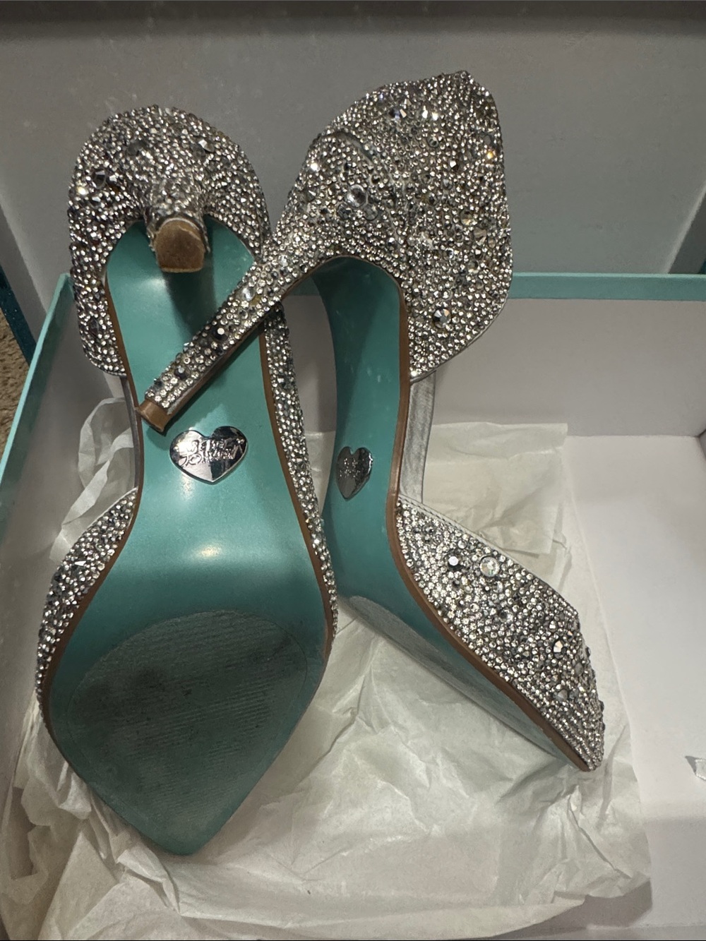 Betsey Johnson Crystal Rhinestone Silver Evening Pumps - Picture 3 of 5